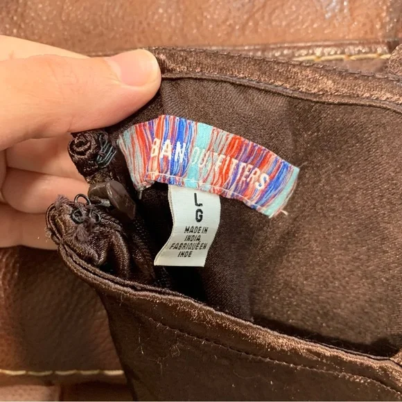 Urban Outfitters Chloe Chocolate Satin Slip Dress Lace Bust Crossover Back Sz L - Picture 7 of 12